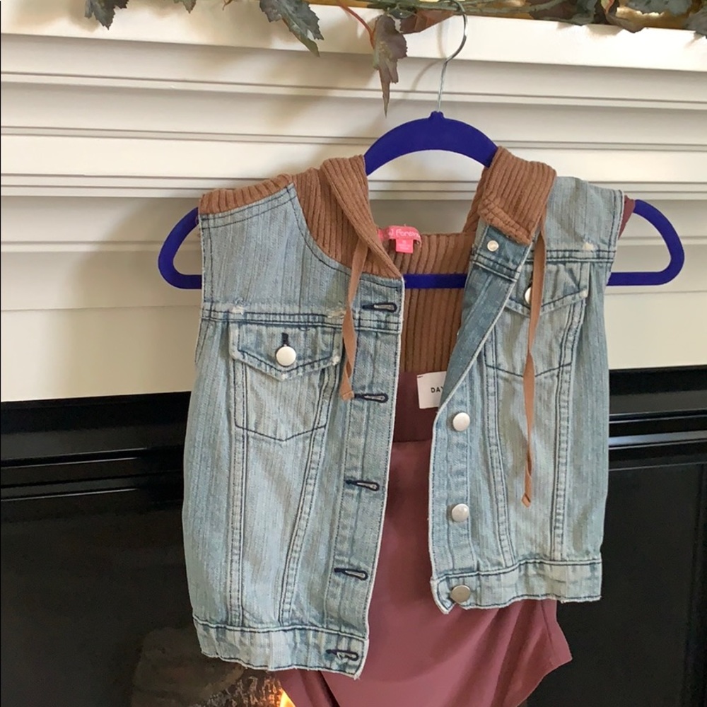 Denim fashion top jacket with hoody